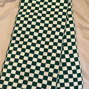Green and white checkered scarf
